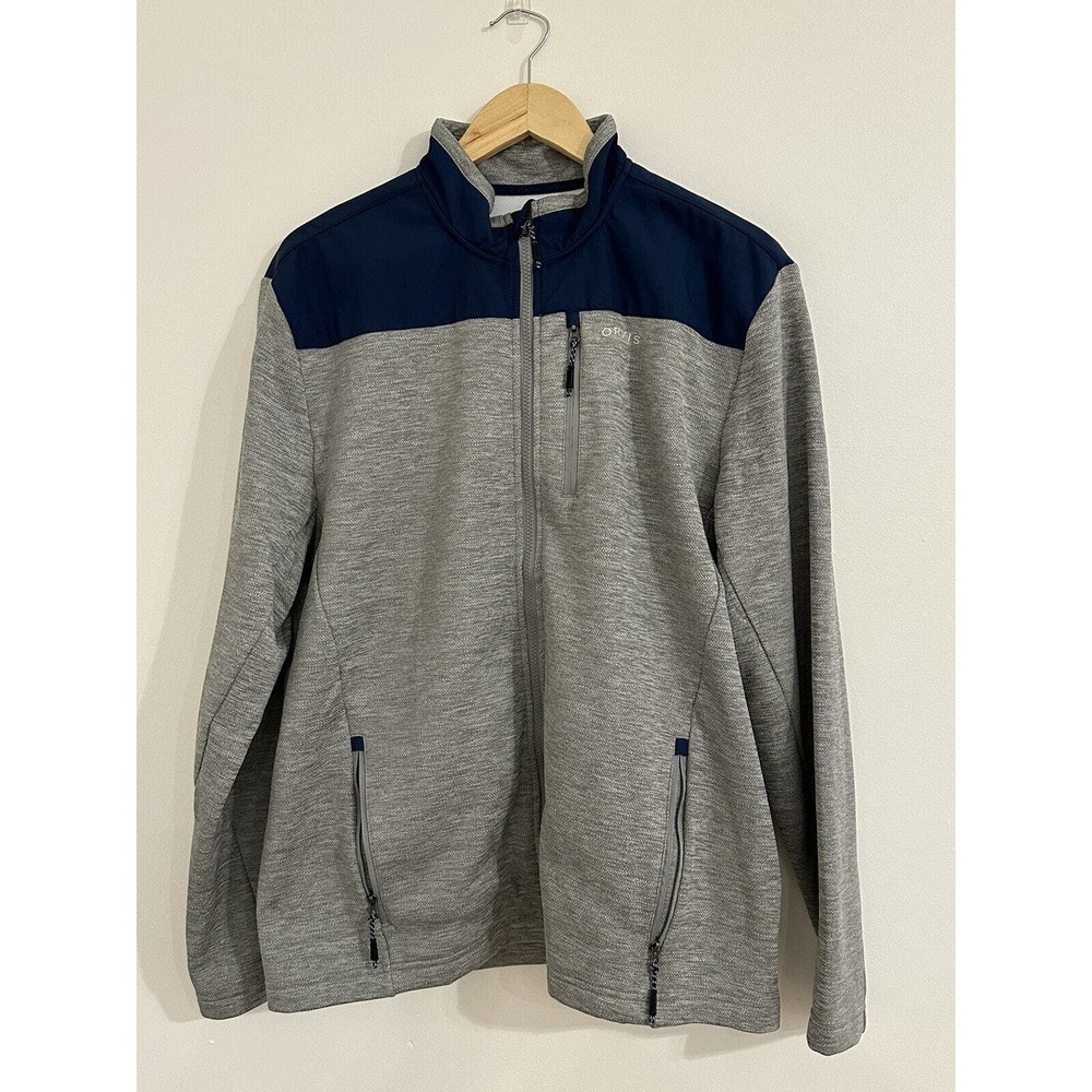 ORVIS Men's Bonded Mesh Fleece Full Zip Jacket ~ Gray ~ Size L